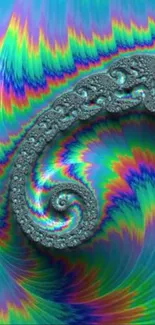 Colorful fractal art wallpaper with vibrant rainbow swirls.