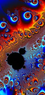 Vibrant fractal design with dynamic colors and intricate patterns.