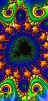 Vibrant fractal pattern with colorful design.