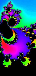 Psychedelic fractal art wallpaper in vibrant colors.