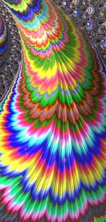 Vibrant rainbow fractal art with swirling patterns.