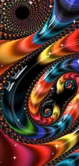 Vibrant fractal art wallpaper with colorful swirling patterns and abstract design.