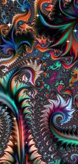 Vibrant fractal art wallpaper with colorful swirls and patterns.