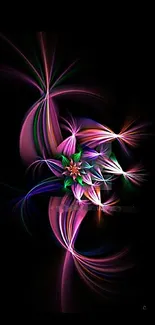 Vibrant fractal art with a dark background, perfect for smartphones.