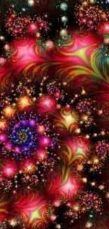 Vibrant fractal art wallpaper with colorful, swirling patterns.