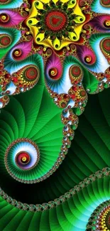 Colorful fractal art wallpaper with intricate spiral design.