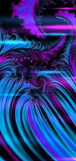 Vibrant fractal wallpaper with blue and purple patterns.