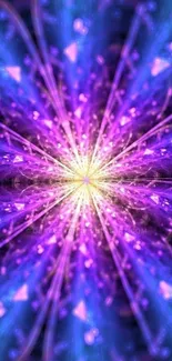 Vibrant fractal burst wallpaper with blue and purple hues.