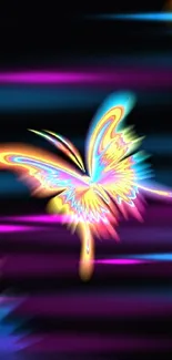 Colorful fractal butterfly on black background wallpaper.