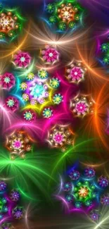 Colorful fractal flower wallpaper with vibrant patterns.