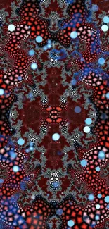 Vibrant fractal galaxy art with red and blue hues, ideal for mobile wallpaper.