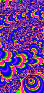 Vibrant fractal wallpaper with colorful patterns and dynamic swirls.