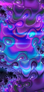 Colorful fractal mobile wallpaper with purple and blue swirls.