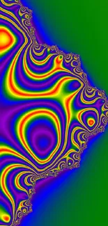 Vibrant fractal wallpaper with psychedelic colors and abstract design.