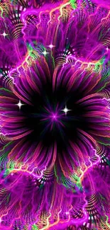 Colorful purple fractal design with vibrant abstract patterns for mobile wallpaper.