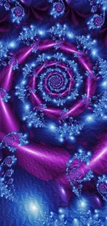 Vibrant purple and blue fractal art wallpaper for mobile device.