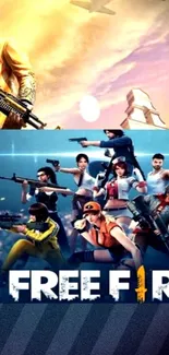 Vibrant Free Fire gaming wallpaper with dynamic characters.