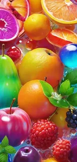 Vibrant fruit wallpaper with colorful fruits