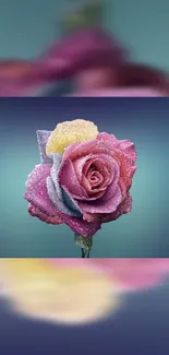 Vibrant frosted rose on gradient background mobile wallpaper.