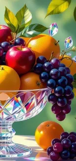 Vibrant crystal bowl with fruits wallpaper