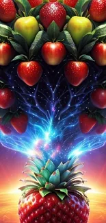 Vibrant and colorful fruit fusion wallpaper with dynamic visual art.