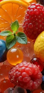 Colorful fruit medley with berries and citrus.