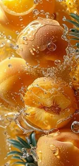 Peaches and pineapples in dynamic water splash