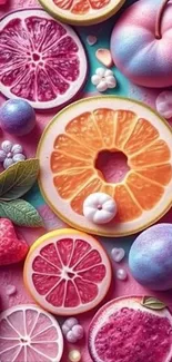Vibrant artistic fruit wallpaper for mobile.
