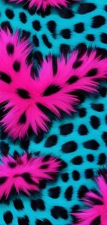Vibrant pink and blue fur pattern wallpaper.