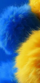 Vibrant blue and yellow furry textures mobile wallpaper.