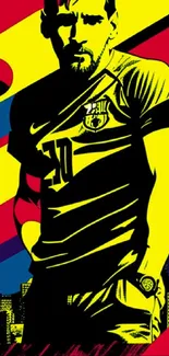 Colorful silhouette of an athlete with vibrant geometric background.