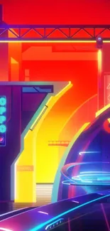 Vibrant neon cityscape with futuristic design.