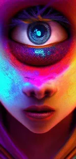 Colorful surreal eye design wallpaper with vibrant hues.