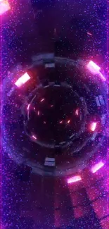 Futuristic neon vortex with glowing pink and purple hues.