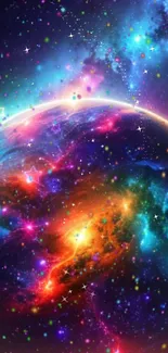 Colorful galaxy wallpaper with stars and nebula.