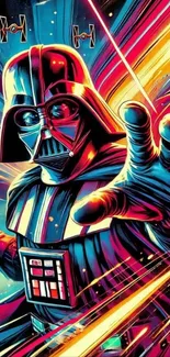 Vibrant galactic warrior artwork for mobile wallpaper