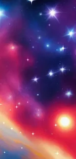 Vibrant anime galaxy wallpaper with stars and colorful night sky.