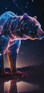 Galaxy-themed bear with vibrant cosmic colors.