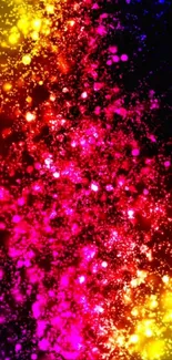 Vibrant galaxy of colorful lights and splatters.