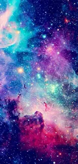 Colorful galaxy wallpaper with stars and nebula.