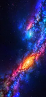 Colorful galaxy under a starry night sky, cosmic art.