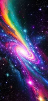 Vibrant galaxy wallpaper with swirling cosmic colors.