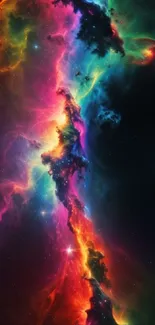 Vibrant and colorful galaxy nebula mobile wallpaper.