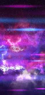 Vibrant cosmic nebula wallpaper in purple hues.