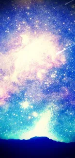 Vibrant galaxy night sky wallpaper with stars and cosmic clouds.