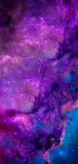 Vibrant galaxy wallpaper with purples and blues, starry cosmic patterns.