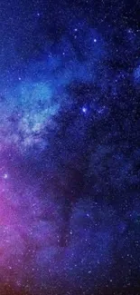 Vibrant galaxy mobile wallpaper with deep blues and purples.