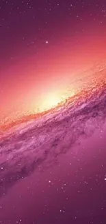 Vibrant galaxy wallpaper with pink and orange hues for mobile phones.