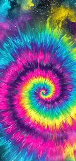 Colorful galaxy spiral wallpaper with vibrant hues.