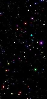 Colorful starry galaxy wallpaper with black sky.